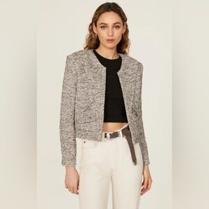 Iro Metallic Nakilo Jacket Blazer Sz 36 Silver Gray White